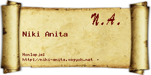 Niki Anita névjegykártya